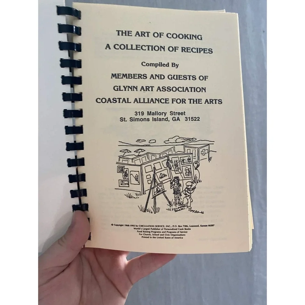 The Art of Cooking Recipe Book Glynn Art Association St. Simons Island Georgia